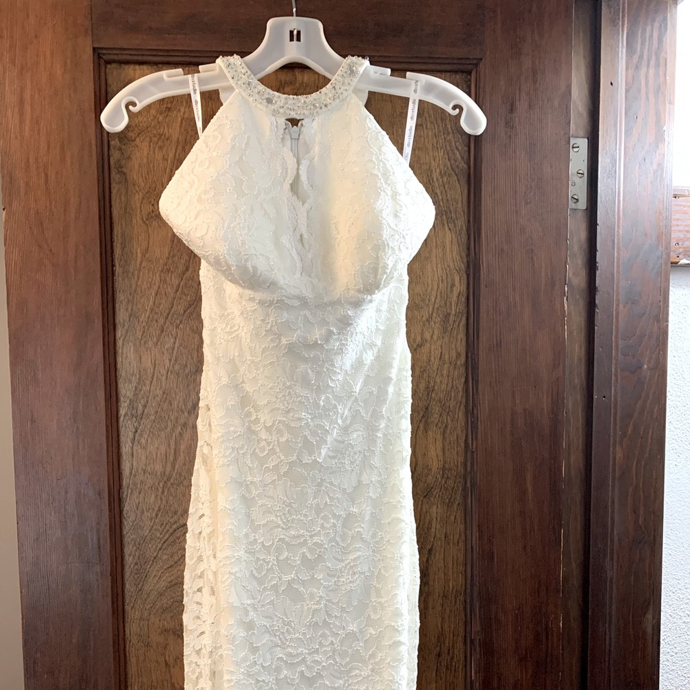BNWT - White lace halter dress from David’s Bridal
